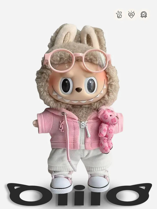 LABUBU Clothes YSL Chic Hoodie & Bear Ensemble