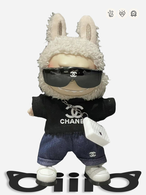 LABUBU Clothes Chanel Sunglasses Black Knit Set