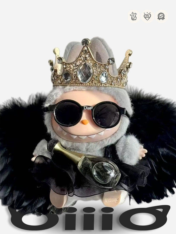 LABUBU Clothes Dior Luxe Crown & Feather Party King Outfit