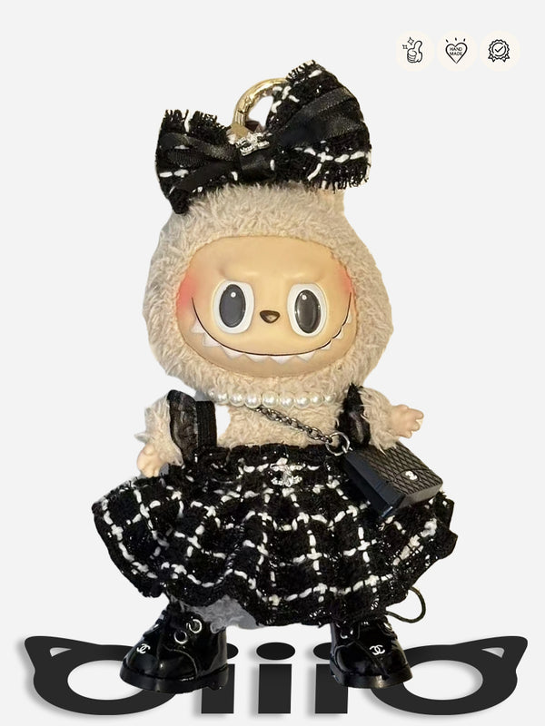 LABUBU Clothes Chanel Chic Tweed Dress Outfit