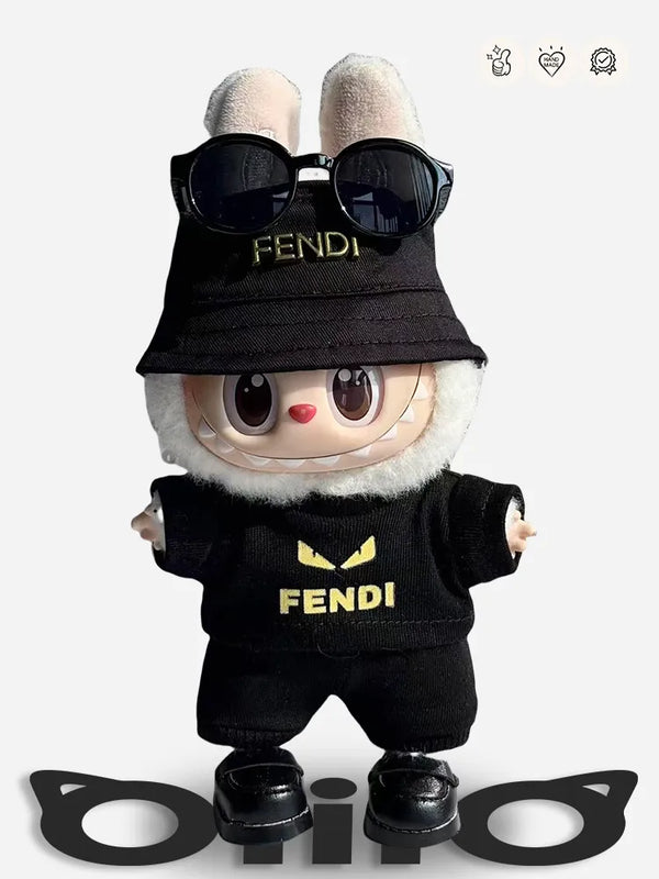 LABUBU Clothes Fendi Blacck Sporty Ensemble