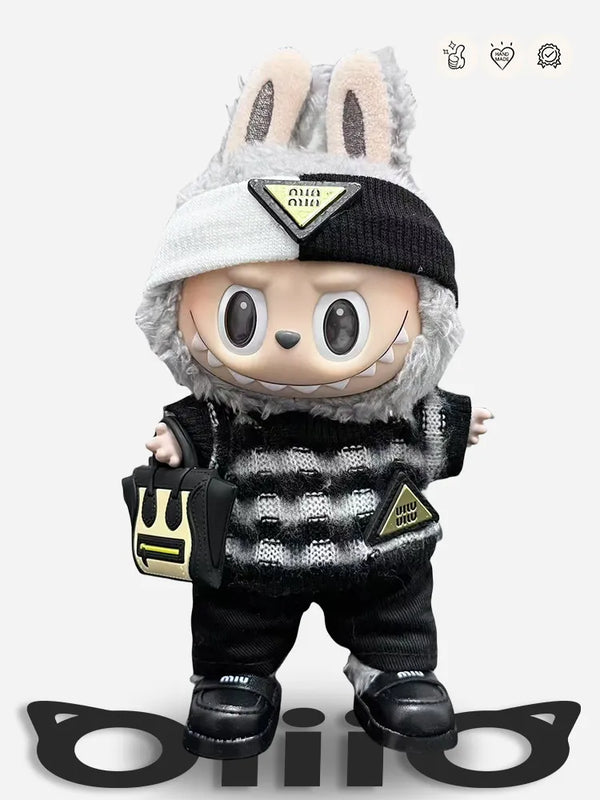 LABUBU Clothes Miu Miu Striped Sweater Set