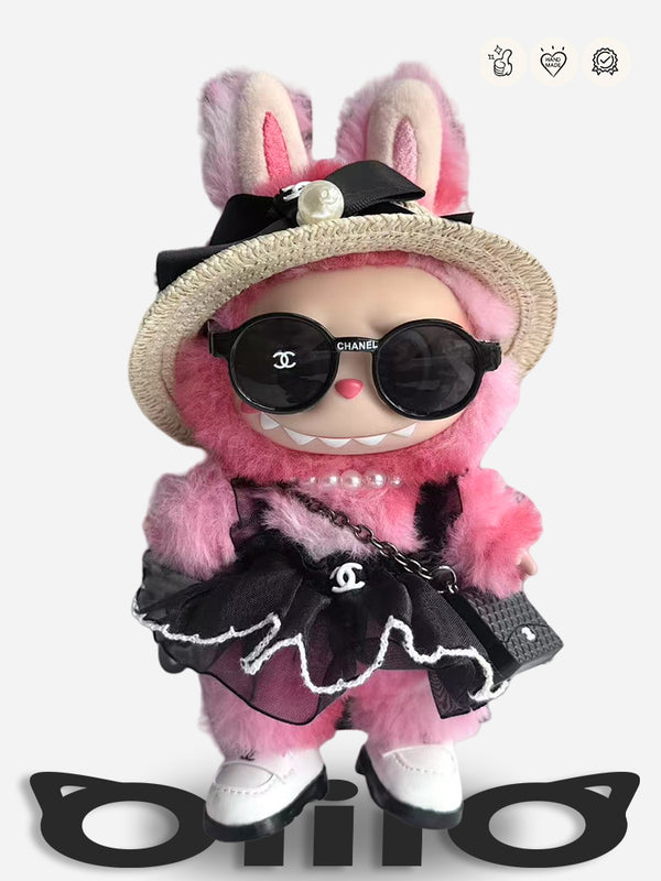 LABUBU Clothes Chanel Straw Hat & Tulle - skirt Outfit