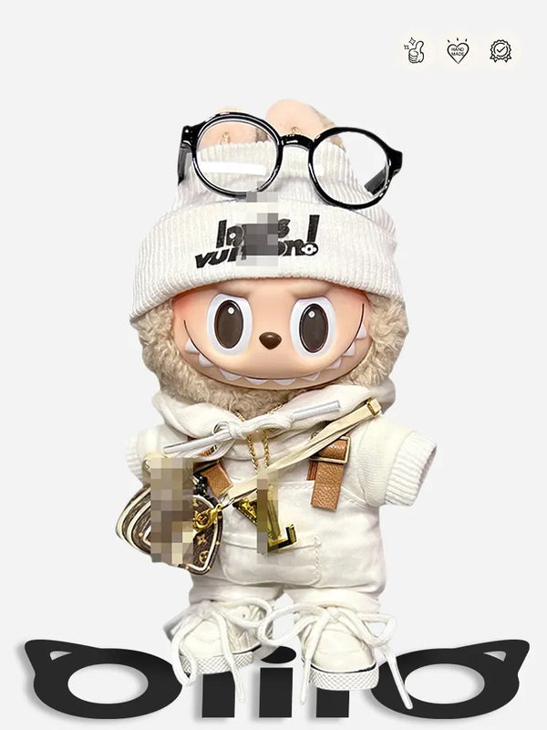 LABUBU Clothes LV White Chic Overalls Outfit