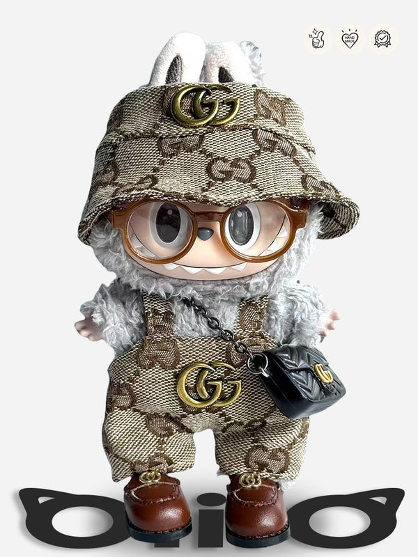 LABUBU Clothes Gucci Knit Hat & Overalls Outfit