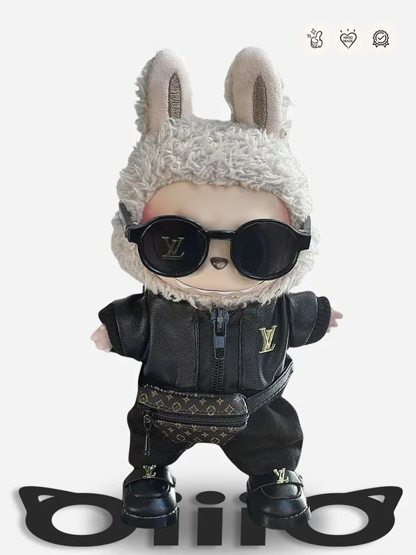 LABUBU Clothes LV Black Leather Jacket