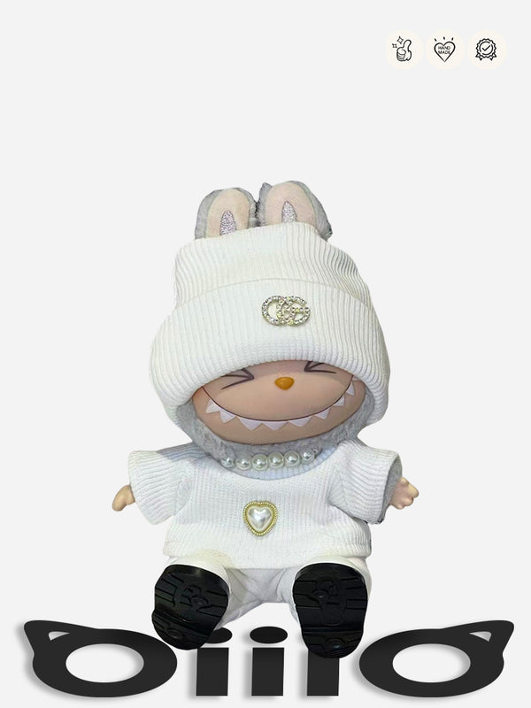 LABUBU Clothes Gucci - inspired White Knit Ensemble