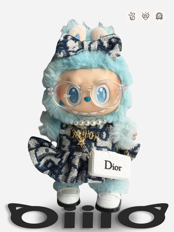 LABUBU Clothes Dior Graceful Checked Dress Ensemble