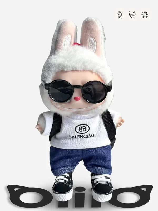 LABUBU Clothes Balenciaga White - Denim Cool Set