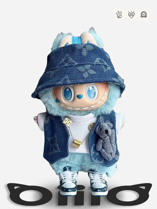 LABUBU Clothes LV Blue Denim Cardigan