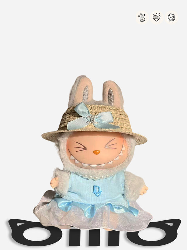 LABUBU Clothes Dior Sweet Straw Hat Outfit