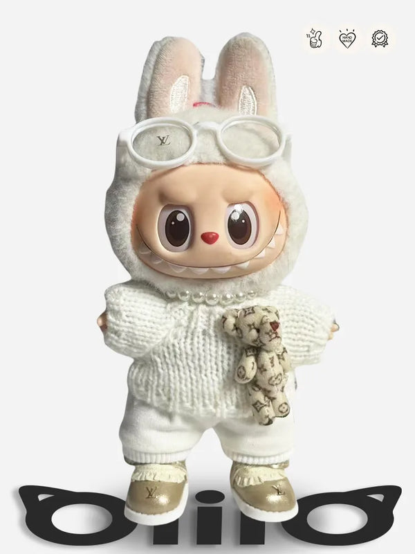 LABUBU Clothes LV White Ivory Teddy