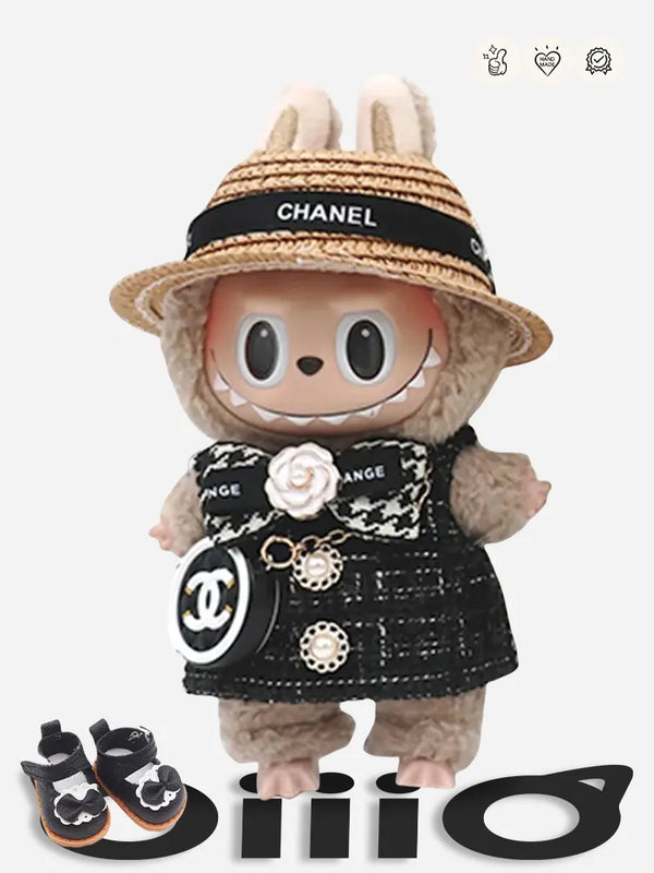 LABUBU Clothes Chanel Camellia Black and White Outift