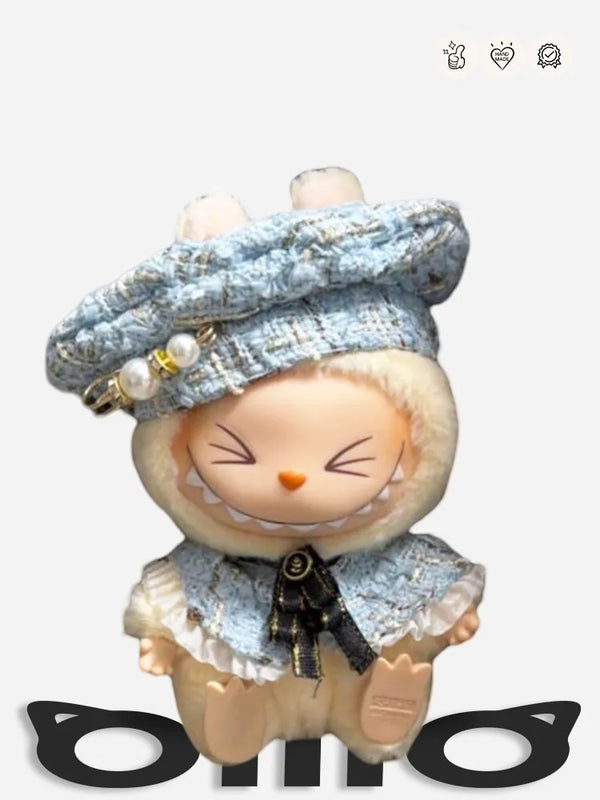 LABUBU Clothes Blue Jennie Inspired Chanel Tweed Outfit