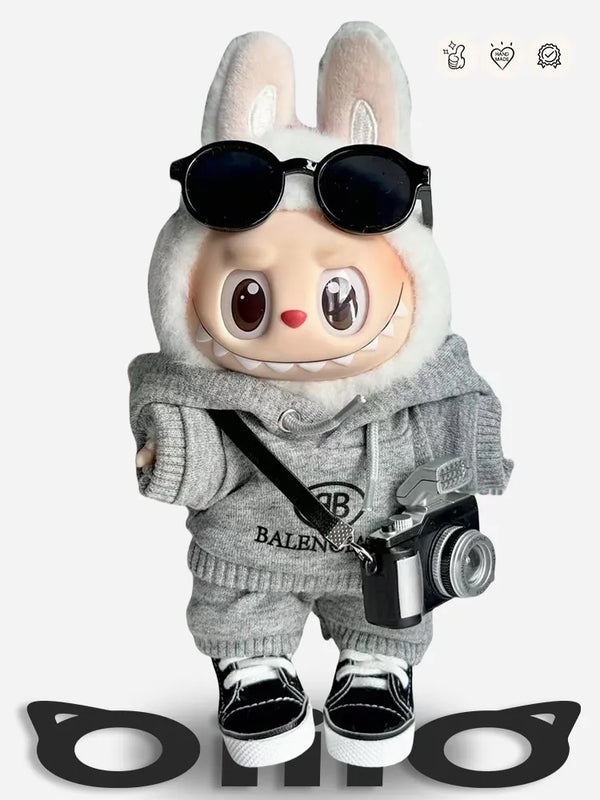 LABUBU Clothes Balenciaga Chic Grey Ensemble
