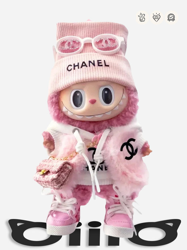 LABUBU Clothes Chanel Pink Vest Sweatshirt Outift