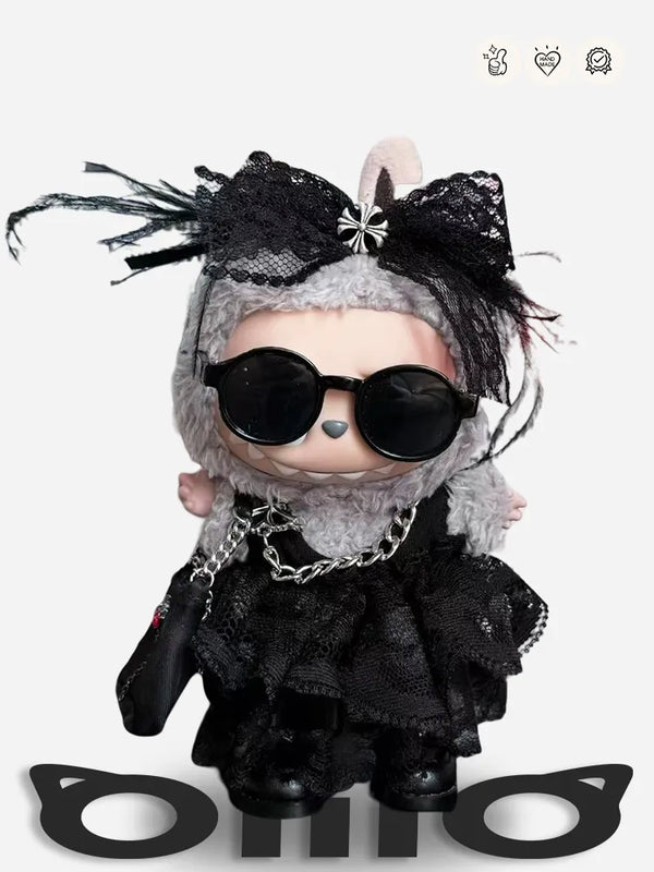 LABUBU Clothes Chrome Hearts Gothic Lace Dress Set
