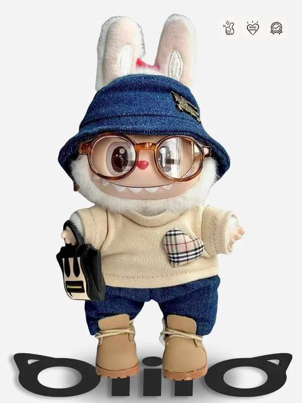 LABUBU Clothes Burberry Denim - Khaki Ensemble