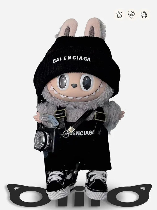 LABUBU Clothes Balenciaga Trendy Black Overalls Outfit