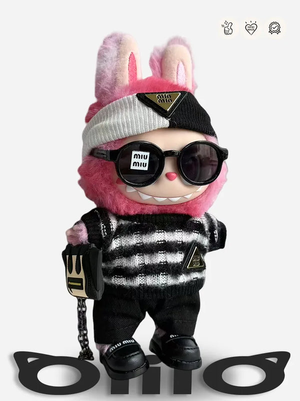LABUBU Clothes Miu Miu Style Striped Knitwear Set