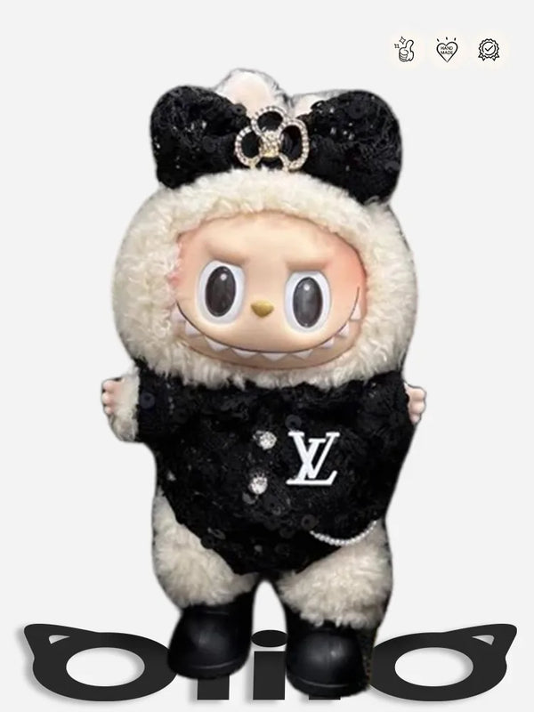 LABUBU Clothes LV Black Lace Dress