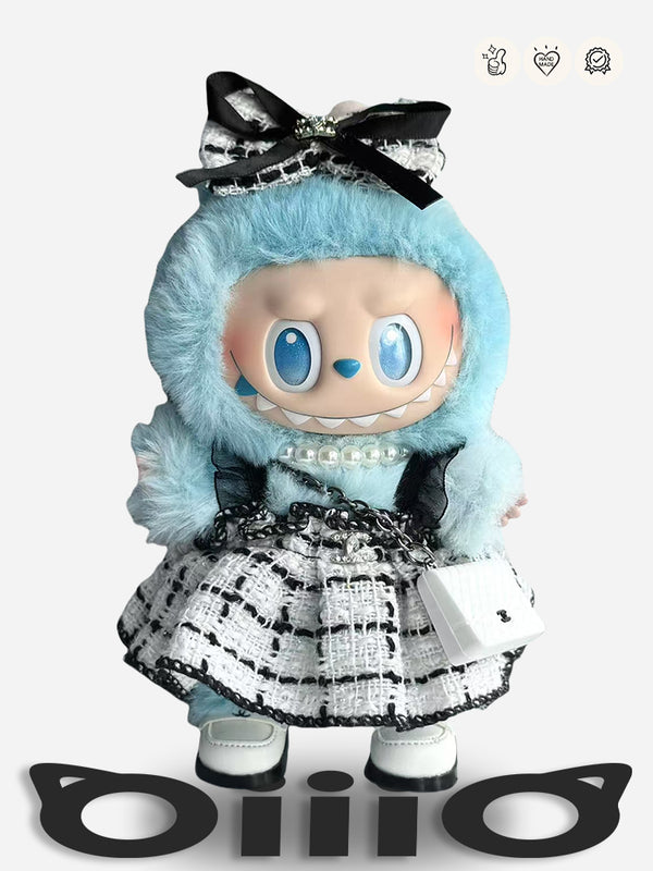 LABUBU Clothes Chanel Tweed - bow Elegant Outfit
