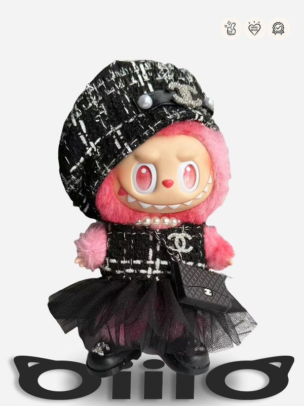 LABUBU Clothes Chanel Classic Tweed & Tulle Dress Set