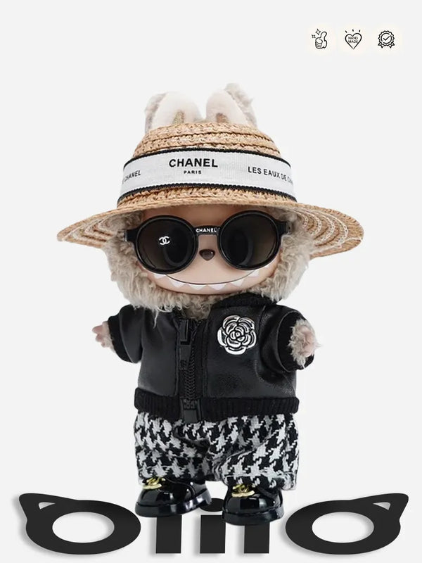 LABUBU Clothes Chanel Black Houndstooth Outift