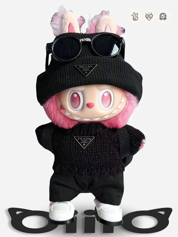LABUBU Clothes Prada Black Knit Outftit