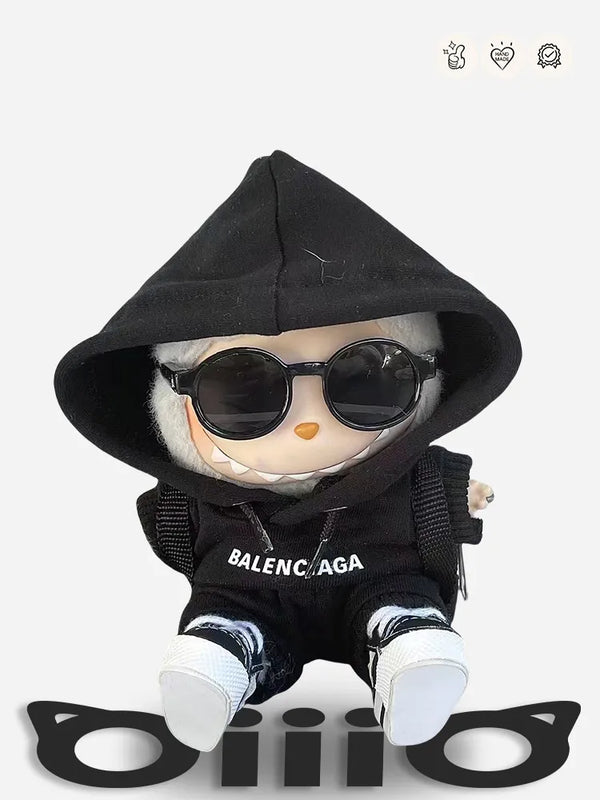 LABUBU Clothes Balenciaga Trendy Black Hooded Outfit