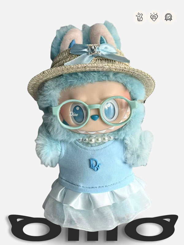 LABUBU Clothes Dior Charming Blue Dress Set